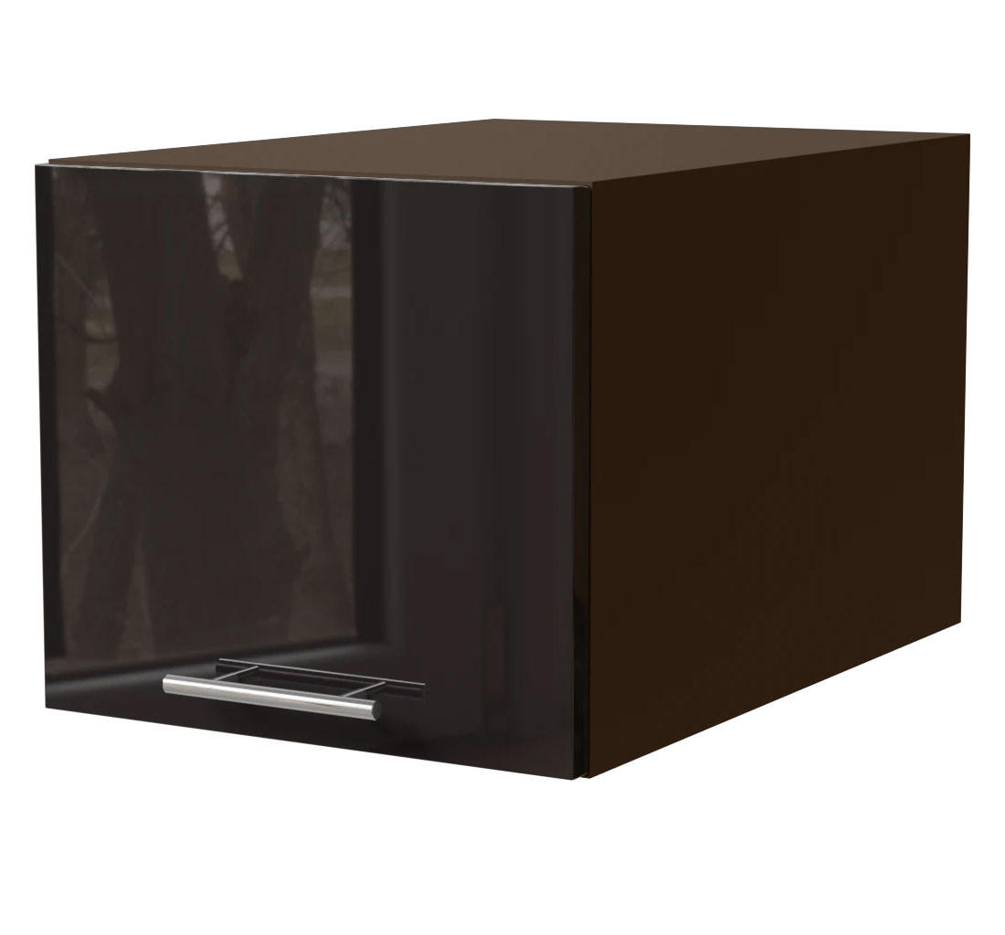 Feldmann-Wohnen Aufsatzschrank Schwarz Hochglanz, Dunkelgrau 40x59x36 cm