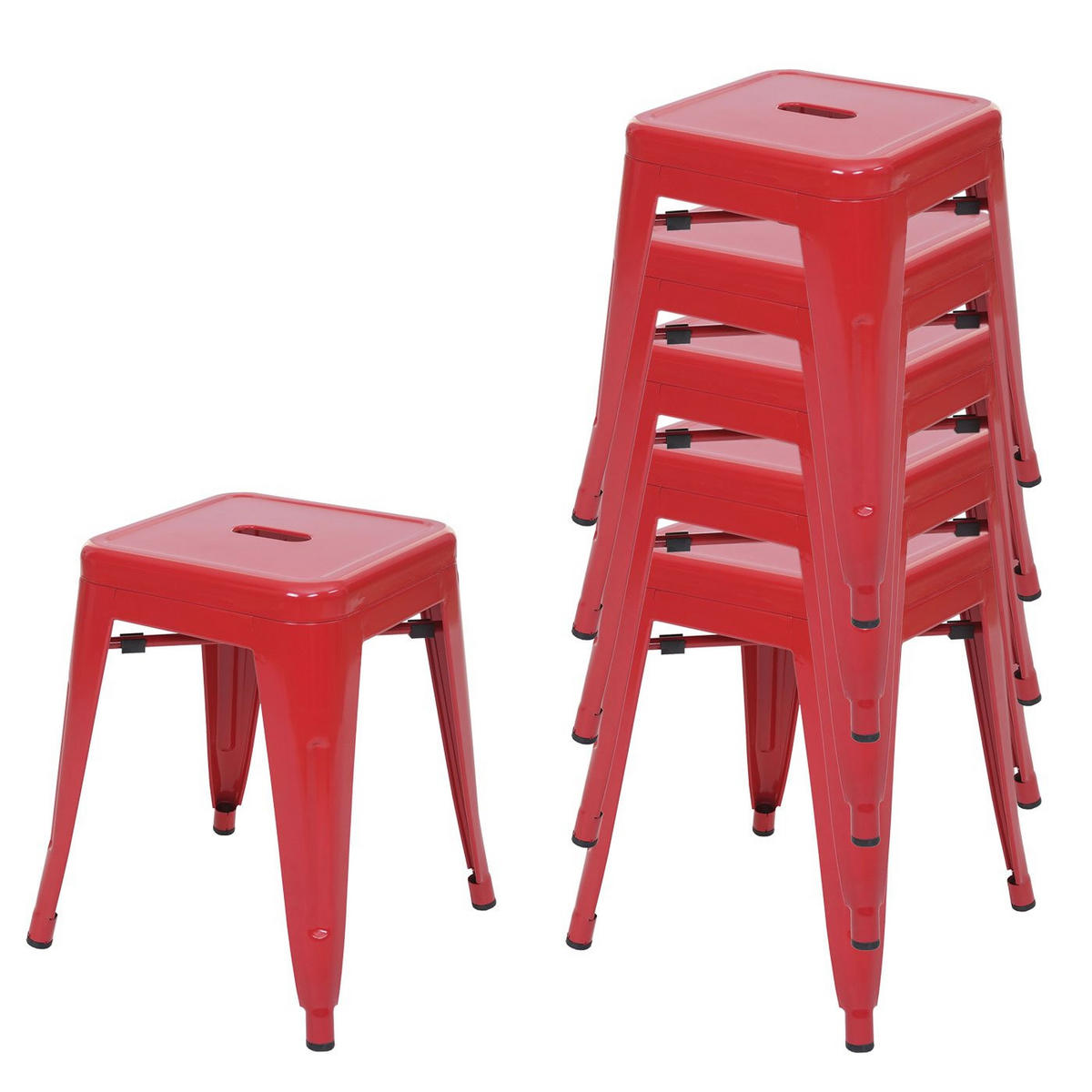HOCKER METALL Rot 6er-Set - Rot, Metall (39/46/39cm) - MCW