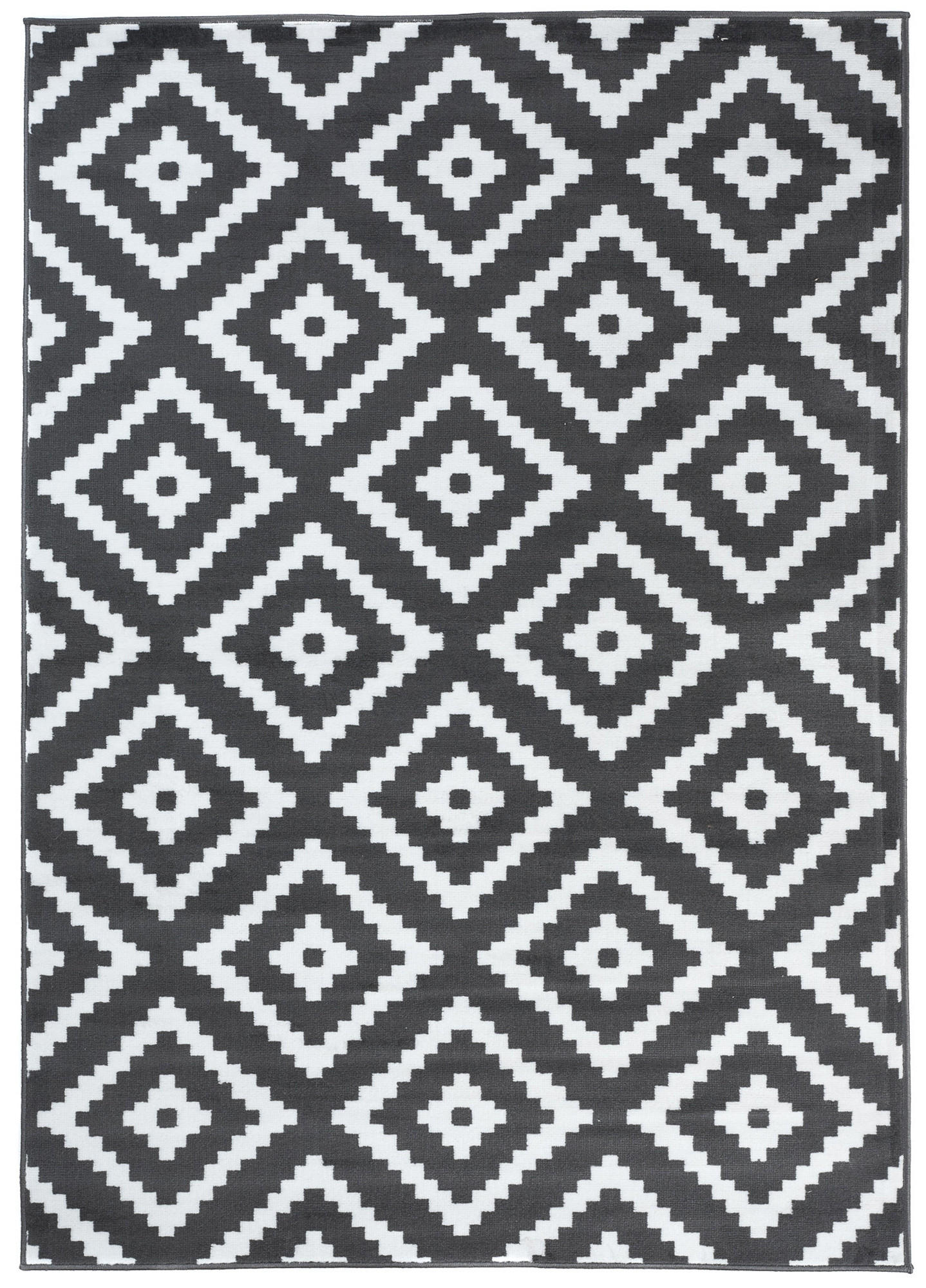 TEPPICH LUXURY Grau Marokkanisch Karo 120/170 cm - Dunkelgrau, Textil (120/170cm) - Tapiso