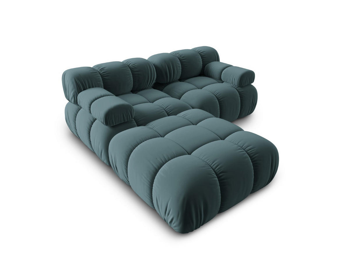 MODULARES-SOFA Bellis aus Samt petrol 3 Sitzplätze - Petrol, Textil (188/63/188cm) - Micadoni