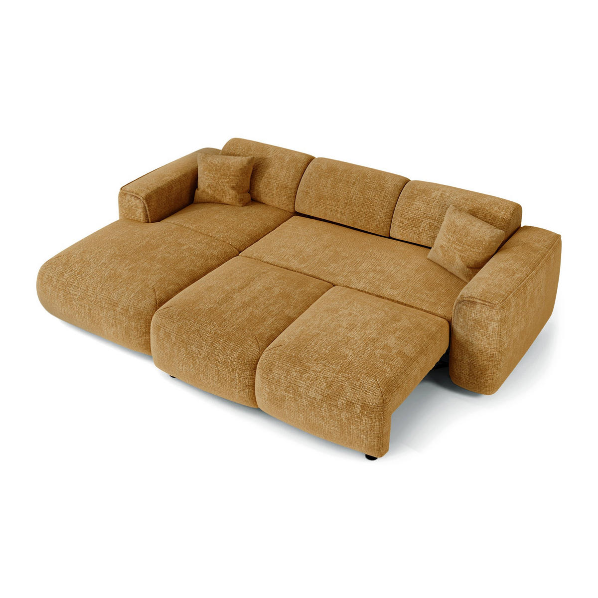 ECKSCHLAFSOFA Geprägter Samt Senf 283cm - Dunkelgelb, Textil (283/180cm) - Sia Home