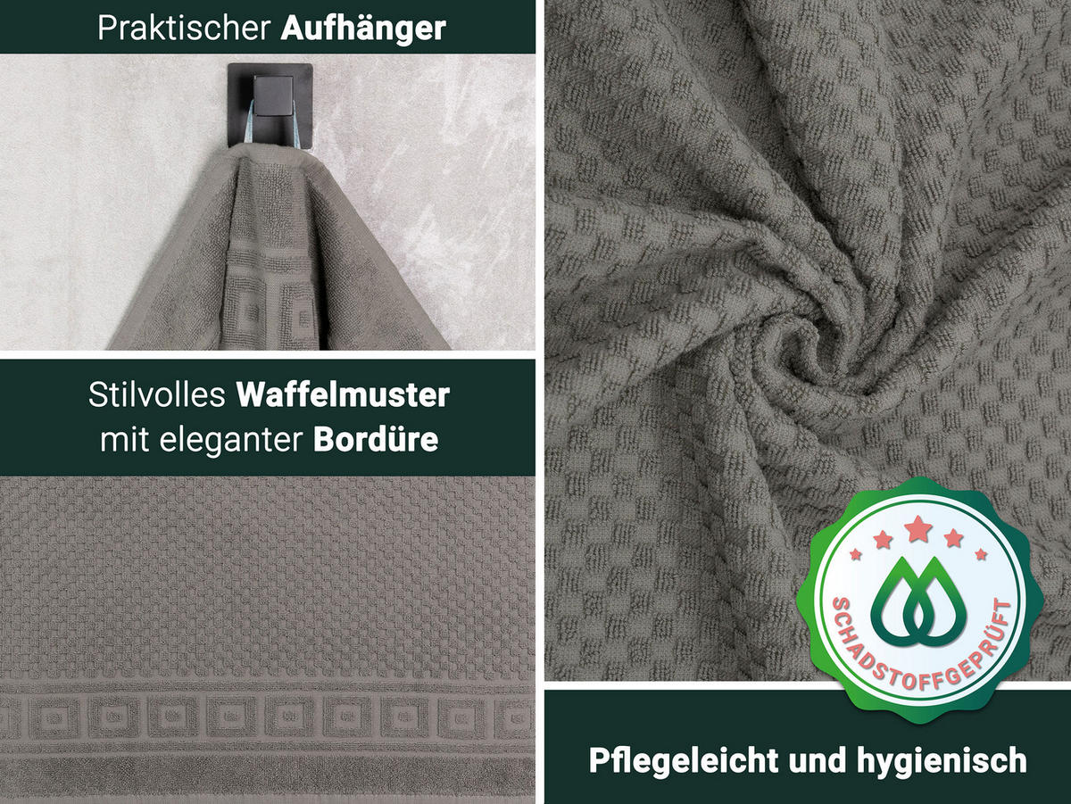 HANDTÜCHER, 4er-Set, 50x100 cm, 100% Baumwolle, Grau - Anthrazit, Textil (50/100cm) - Zollner
