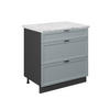 KÜCHENUNTERSCHRANK Fame-Line Hellblau-grau 80 cm mit 3 Schubladen AP Marmor - Anthrazit/Blaugrau, Holzwerkstoff (80/82/60cm) - Vicco