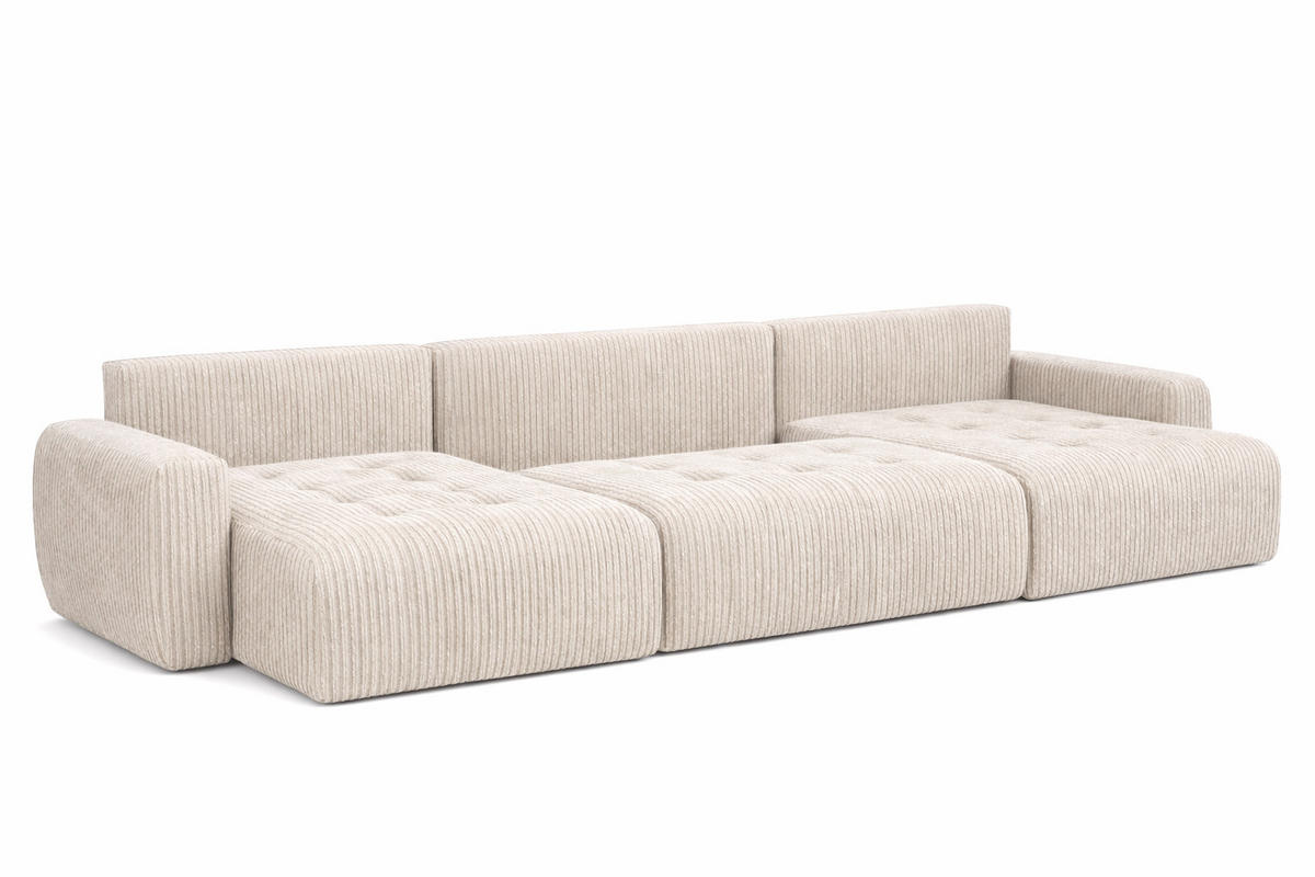 ECKSOFA Mit Schlaffunktion Und Bettkasten U-Form Ivo U, Cordstoff Poso, Beige - Beige, Holz (342/142cm) - Kaiser Möbel