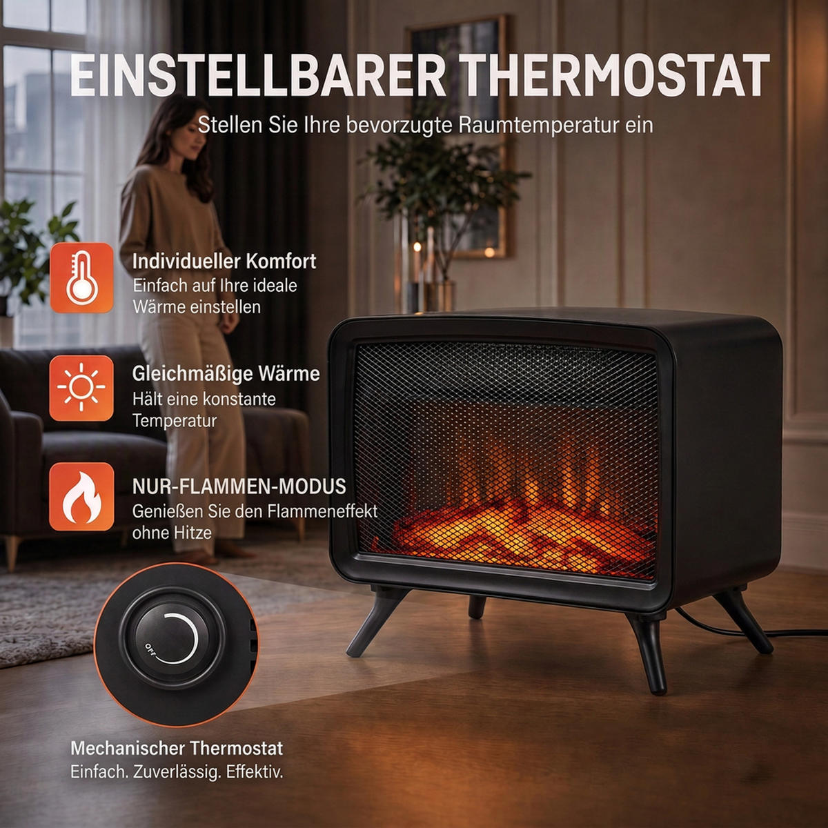 ELEKTROKAMIN ABS Stahl Schwarz - Schwarz, Kunststoff (18/30/35.5cm) - HOMCOM