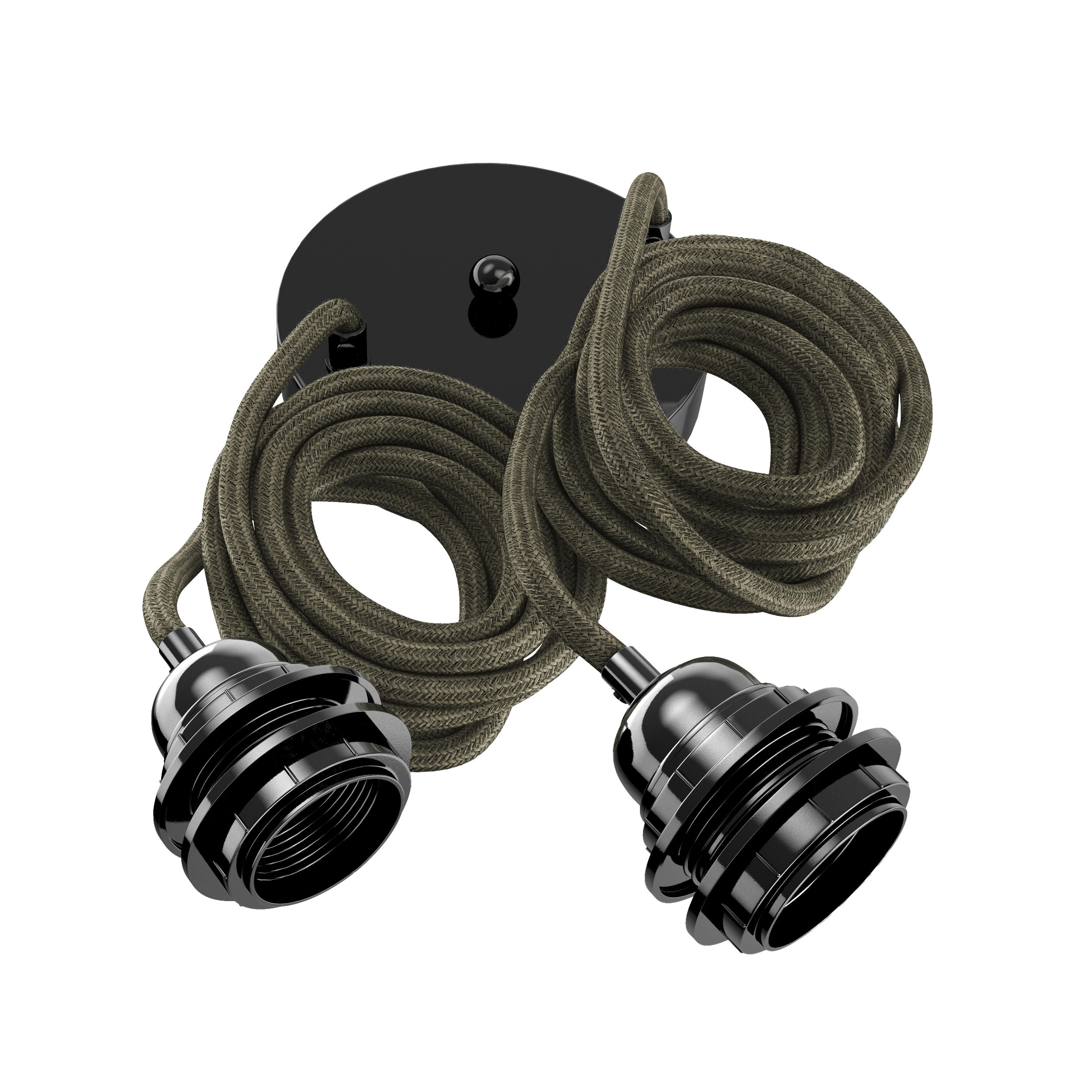 PENDELLEUCHTE Hang 2 Flammig Retro Khaki - Grün, Naturmaterialien (250/1/250cm) - HOOPZI