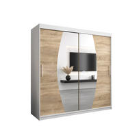 SCHWEBETÜRENSCHRANK 200/200/62 2-türig - Silberfarben/Weiß, Holz/Kunststoff (200/200/62cm) - Abiks Möbel