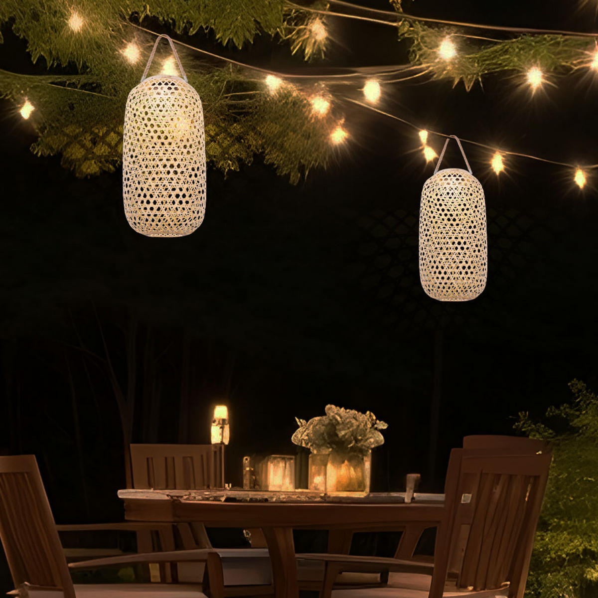 LED Stehleuchte Bambus Braun - Braun, Holz (22.5/22.5/56.5cm) - Globo Lighting