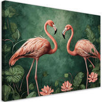 WANDBILD flamingos tropische tiere - Grün, Textil (60/40cm) - Feeby