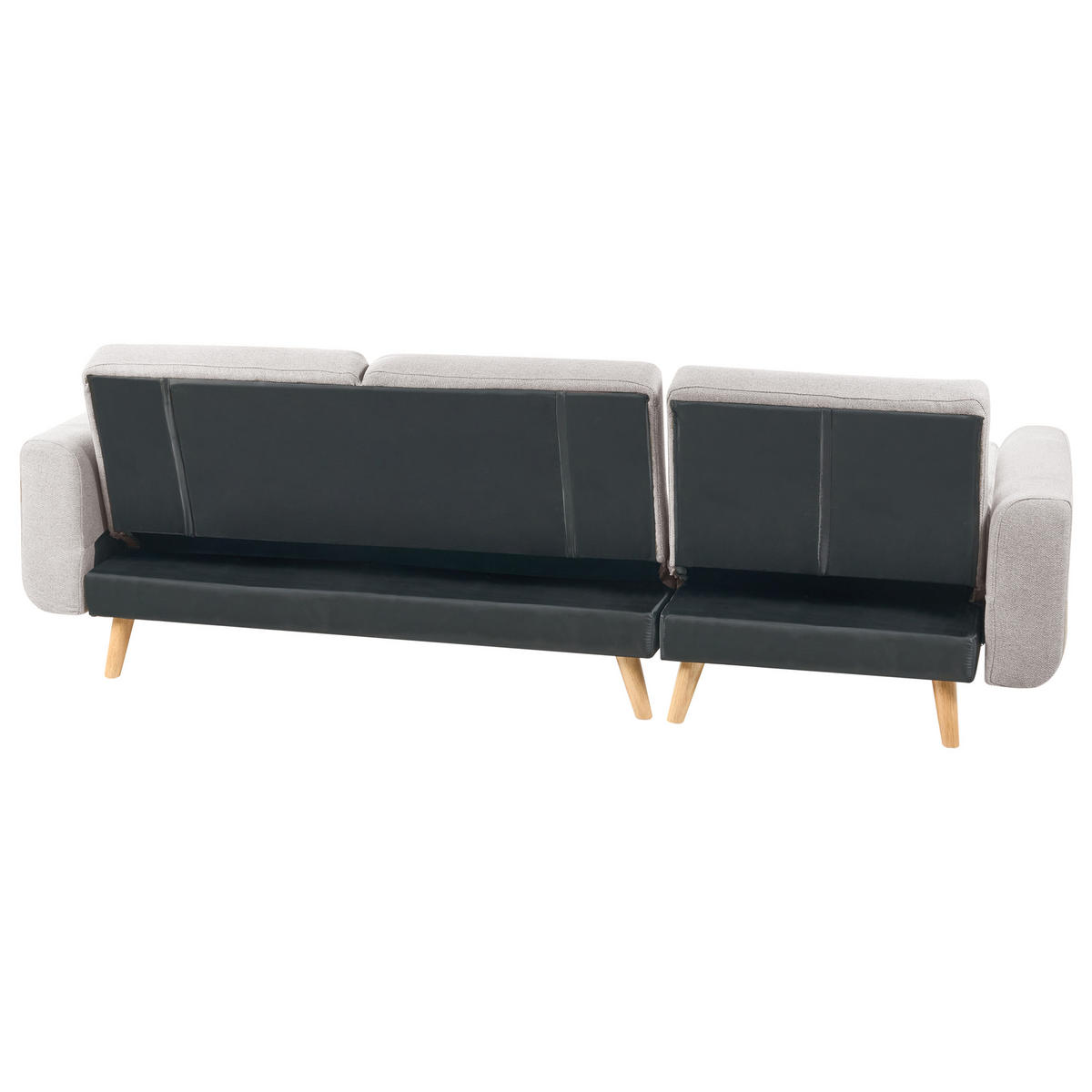 ECKSCHLAFSOFA 3-Sitzer Stoff Grau linksseitig Kaarina - Hellbraun, Textil (260/152cm) - Beliani