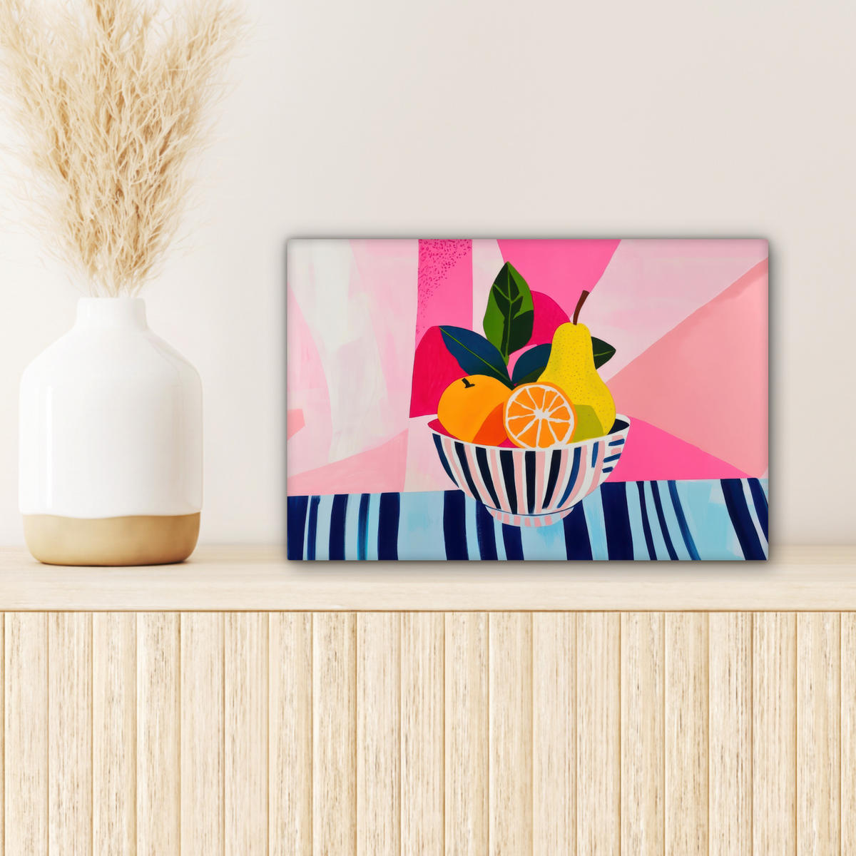 LEINWANDBILD Obst - Abstrakter Hintergrund - Rosa Deko Schlafzimmer 30x20 cm - Pink, Textil (30/20cm) - MuchoWow