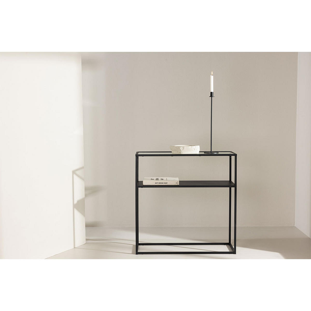 KONSOLENTISCH, Bogota, Schwarz, Glas, 80 x 30 x 80 cm - Schwarz, Glas/Metall (30/80/80cm) - ebuy24