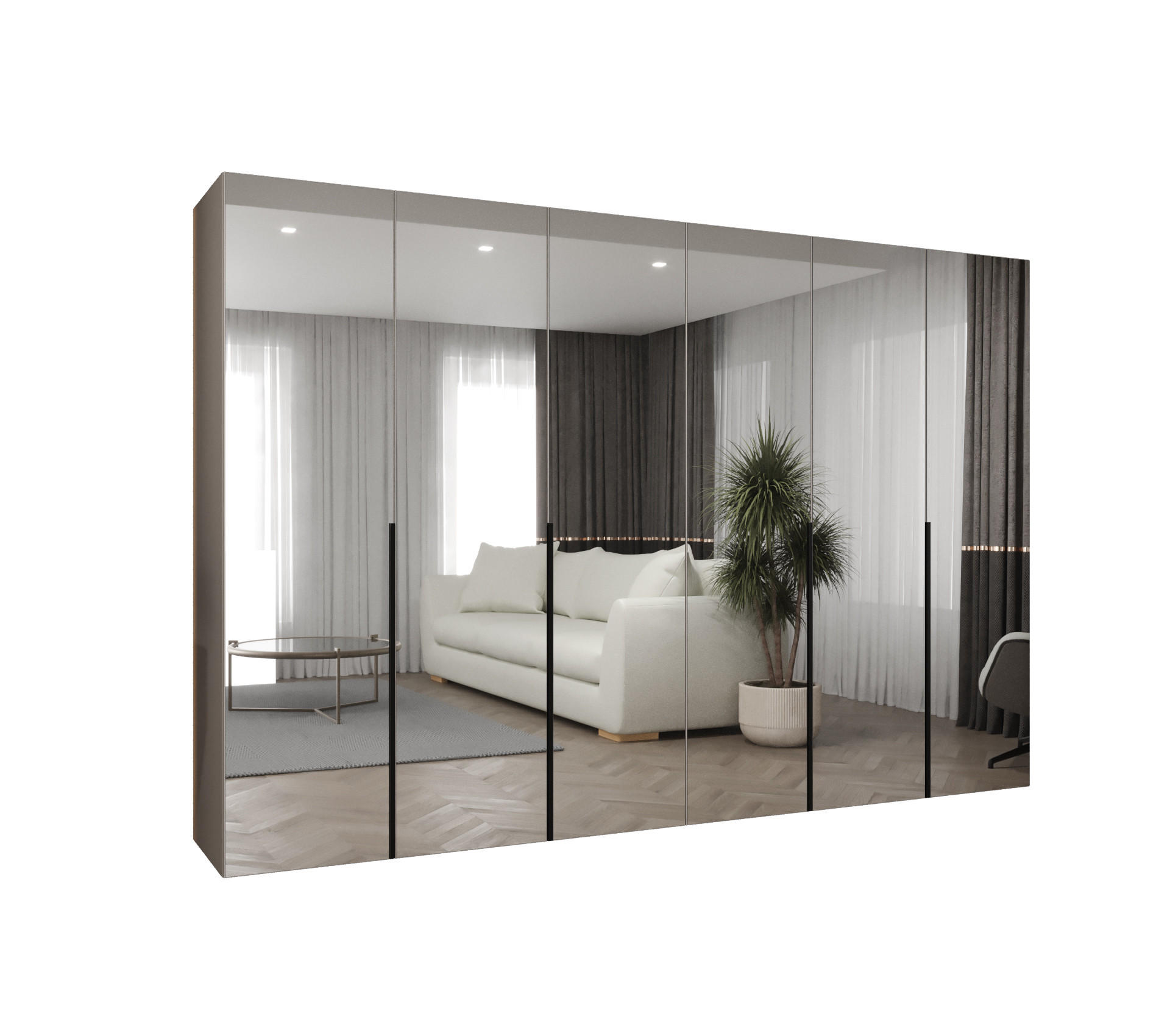 DREHTÜRENSCHRANK 202/300/52 6-türig - Kaschmir/Schwarz, Holz (300/202/52cm) - Abiks Möbel