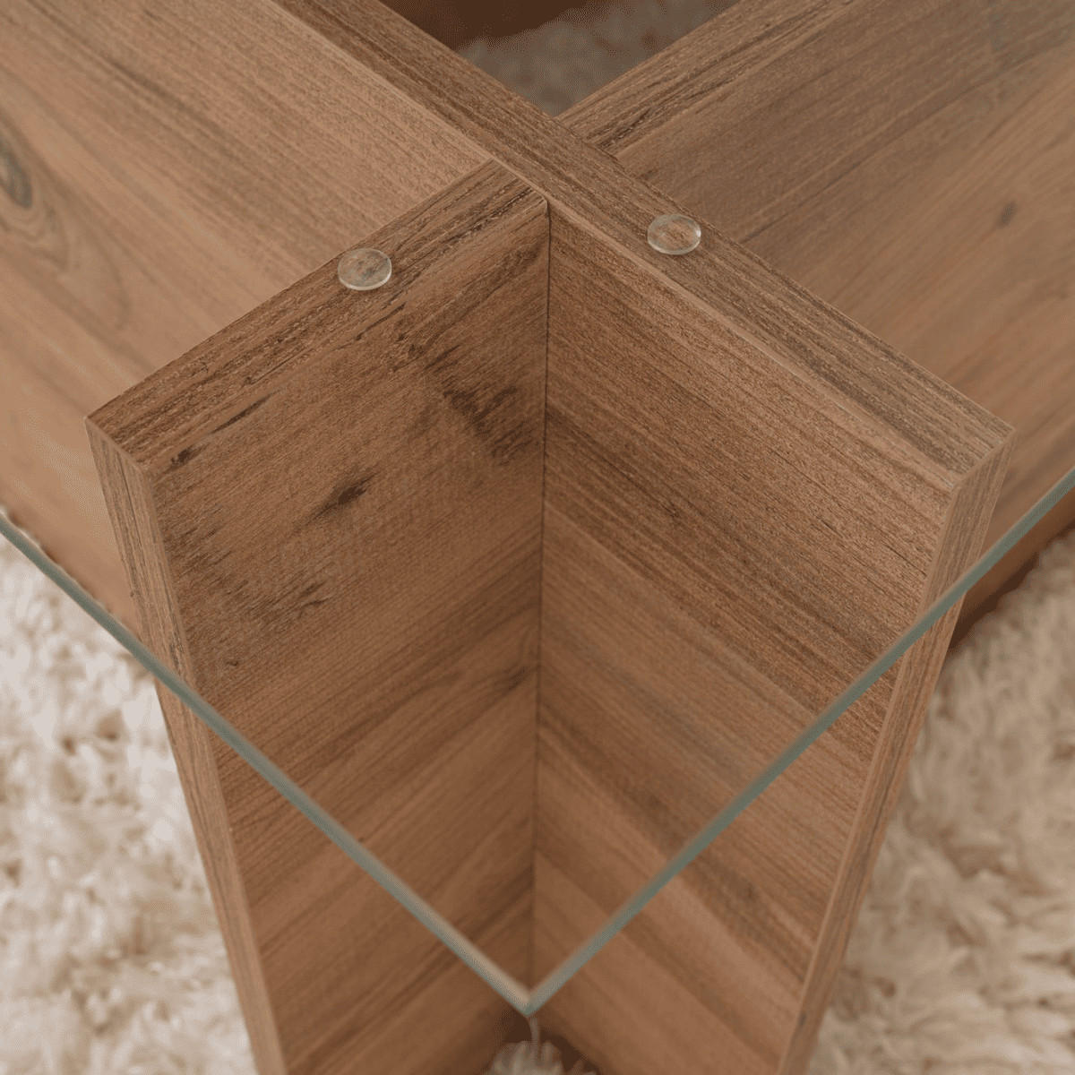 COUCHTISCH mit glasplatte noah 105/65/40 cm - Kieferfarben, Holzwerkstoff (105/65/40cm) - Calicosy