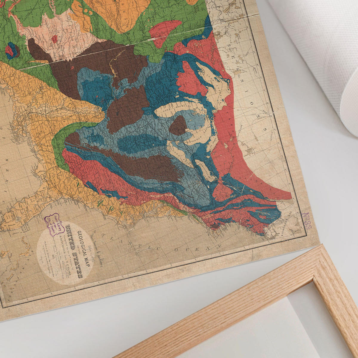 POSTER - 29x21 cm (A4) - William Blake - Geologische Karte der USA - Rot, Textil (29.7/21/0.1cm) - TULUP