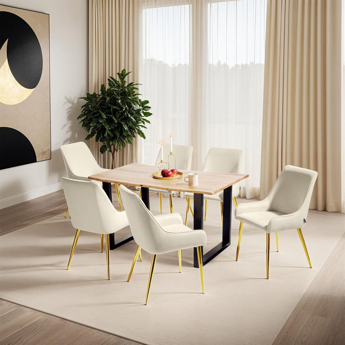 POLSTERSTUHL 2er Set Avane 52 x 61 x 89 cm beige - Beige, Textil (52/89/61cm) - tectake