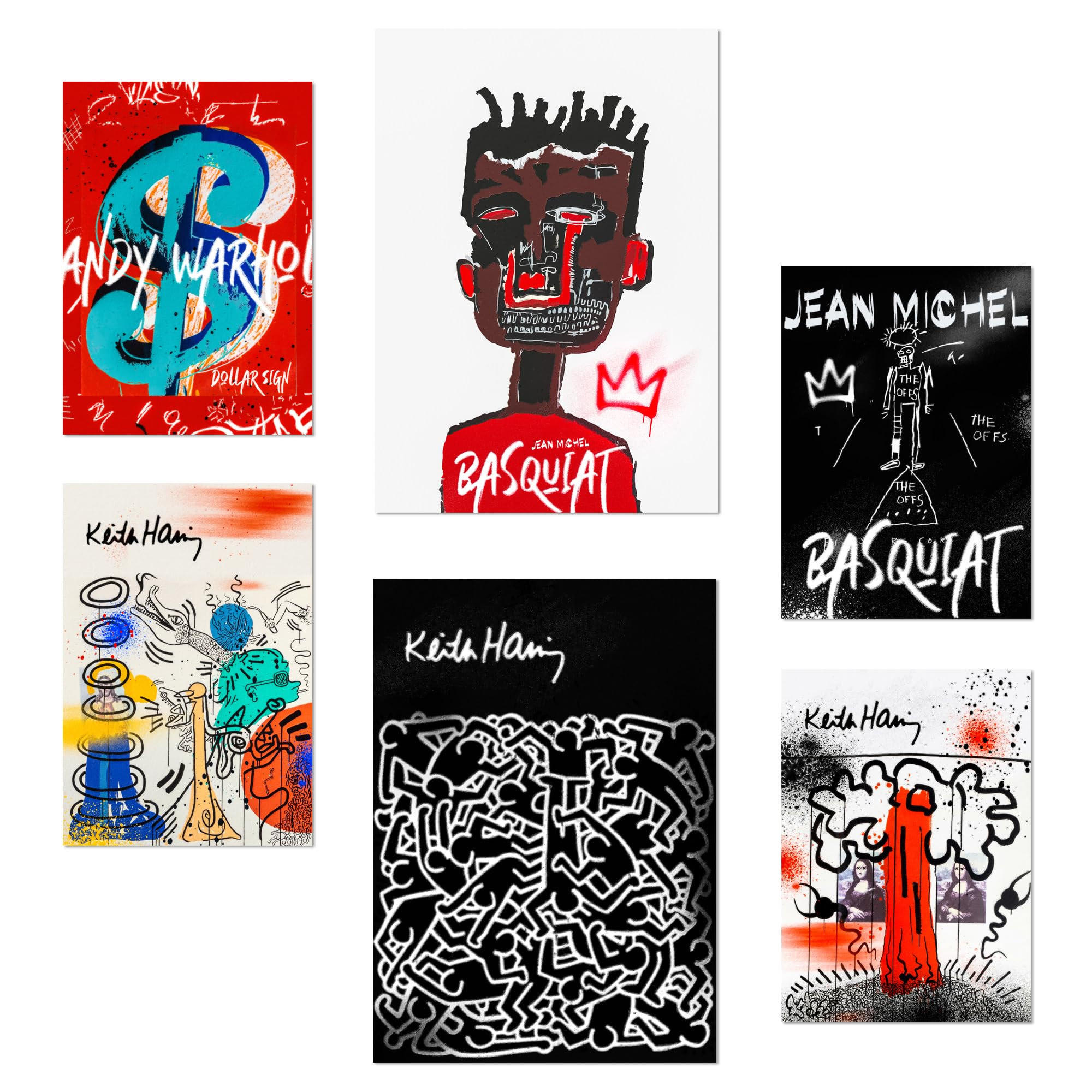 POSTER Set Mit 6 Grafiti Pop Basquiat Warhol A3 & A4 Rahmenlos - Klar, Papier (29/3cm) - Nacnic