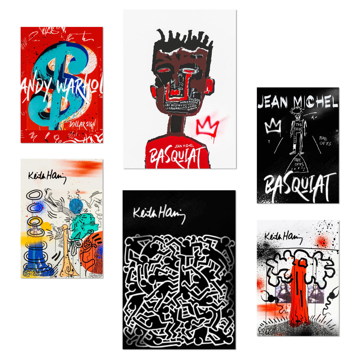 POSTER Set Mit 6 Grafiti Pop Basquiat Warhol A3 & A4 Rahmenlos - Klar, Papier (29/3cm) - Nacnic