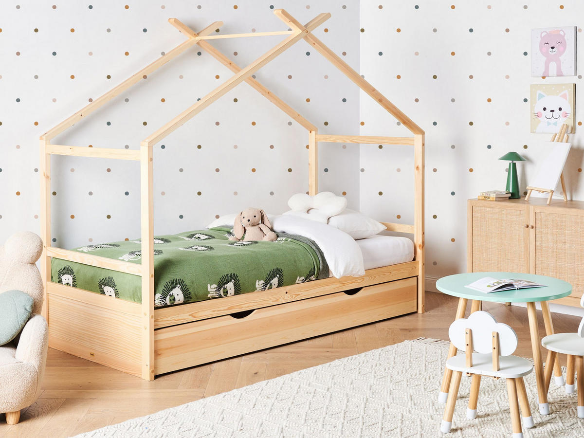 KINDERBETT 90x200 cm Heller Holzfarbton Orgeval - Hellbraun, Holz (90/200cm) - Beliani