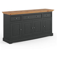 KOMMODE Belluno Elegante Kiefer Natur gebeizt / basaltgrau (RAL7012) lackiert 167 / 45 / 85cm - Grau/Kieferfarben, Holz/Metall (167/85/45cm) - Feldmann-Wohnen
