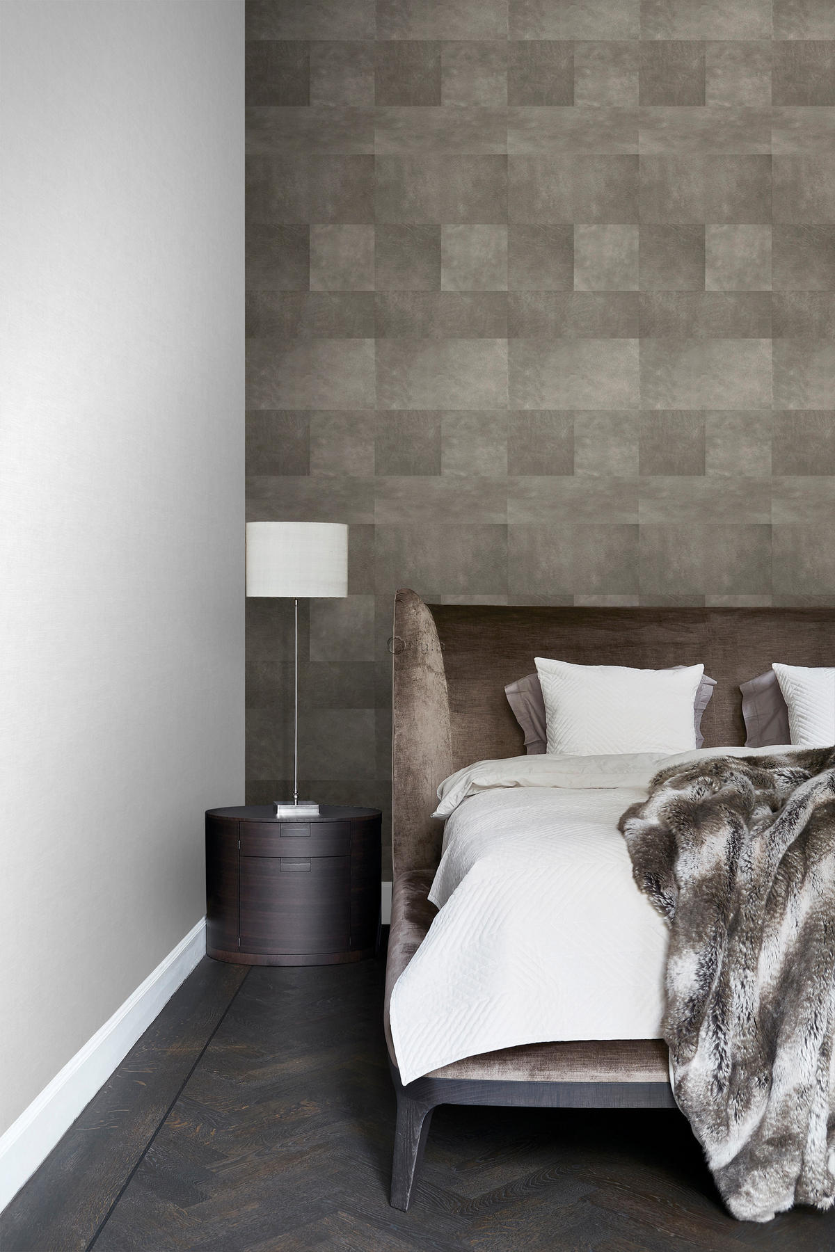XXL-VLIESTAPETE Fliesenmuster mit Lederoptik 50 x 837 cm - Grau, Papier (50/837cm) - Origin Wallcoverings