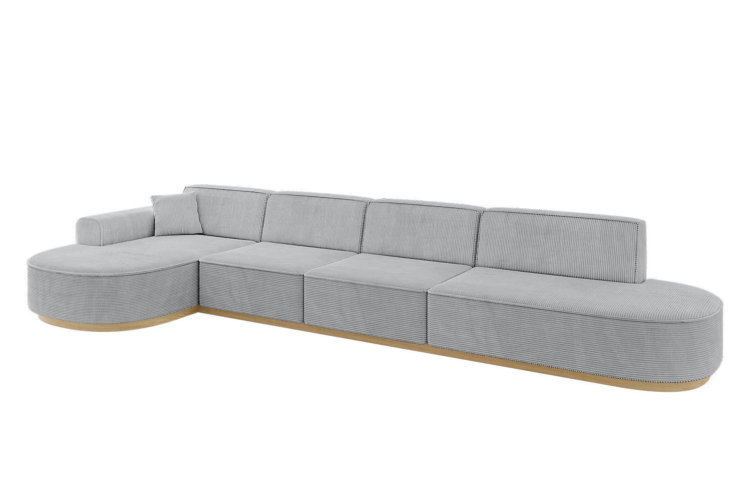 ECKSOFA Ottomane Links MARI-L3-v2 - 413x171x83 cm Grau Cord - Grau, Holzwerkstoff/Textil (413/171cm) - ALTDECOR