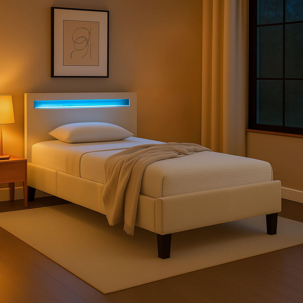 POLSTERBETT BAGO 90X200 CM - Creme, Textil (90/200cm) - IDIMEX