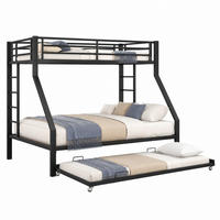 ETAGENBETT mit Ausziehbett und Leitern 90(140)x200 cm Schwarz - Schwarz, Metall (140/200cm) - Beauniv