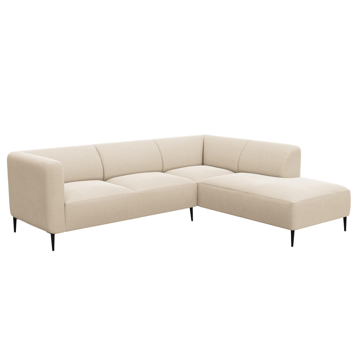 2,5-SITZER ECKSOFA mit Ottomane - Beige/Schwarz, Textil/Metall (252/205cm) - home24
