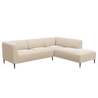 2,5-SITZER ECKSOFA mit Ottomane - Beige/Schwarz, Textil/Metall (252/205cm) - home24