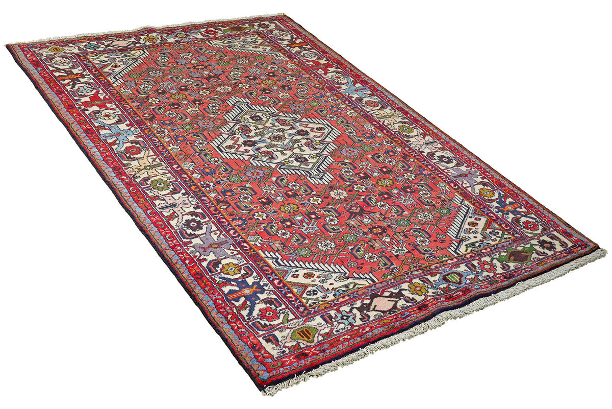 TEPPICH Assadabad Rot 198/121 cm Schurwolle - Rot, Textil (121/198cm) - Looma