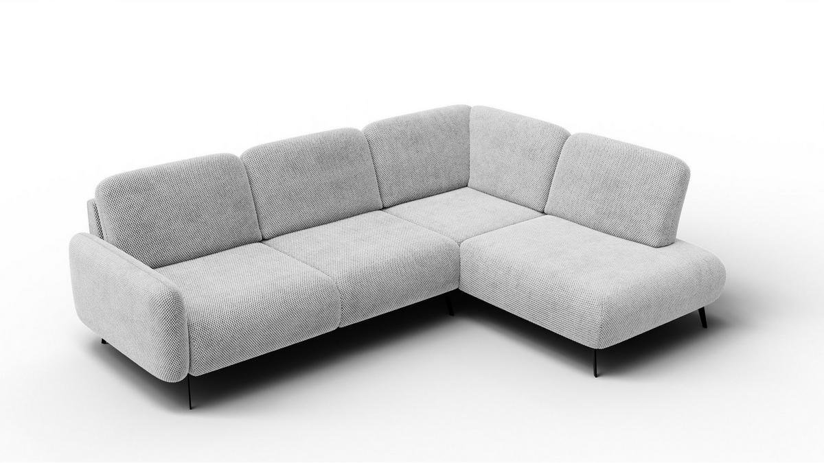 ECKSOFA FEBE 5-Sitzer rechts, hellgrau - Hellgrau/Schwarz, Holz/Textil (271/190cm) - Courtois Laville