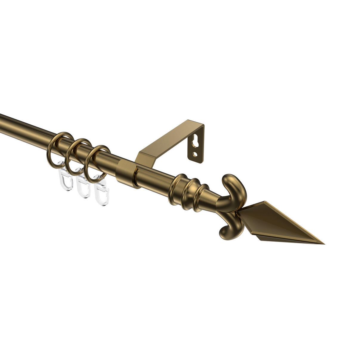 GARDINENSTANGE Olymp Matteo 320 cm (geteilt in 2 x 160 cm), 1-läufig, 16 mm Ø Messing Antik - Messingfarben/Bronzefarben, Metall (320cm) - INTERDECO