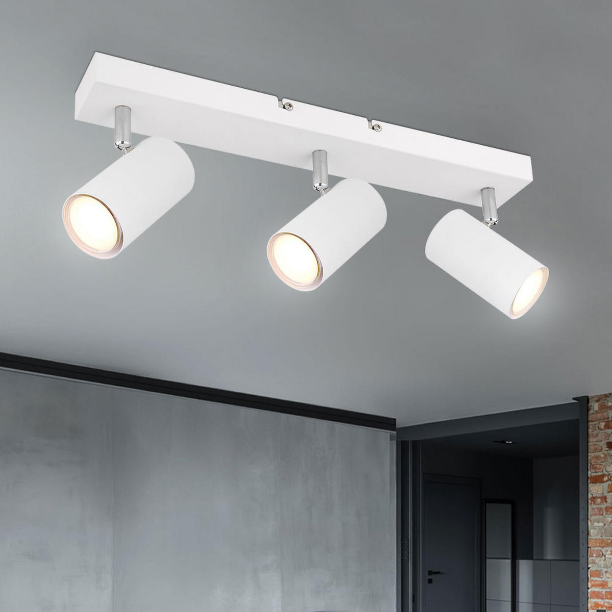 DECKENLEUCHTE Weiß Schwenkbare Strahler - Weiß, Metall (41/6/12cm) - Globo Lighting