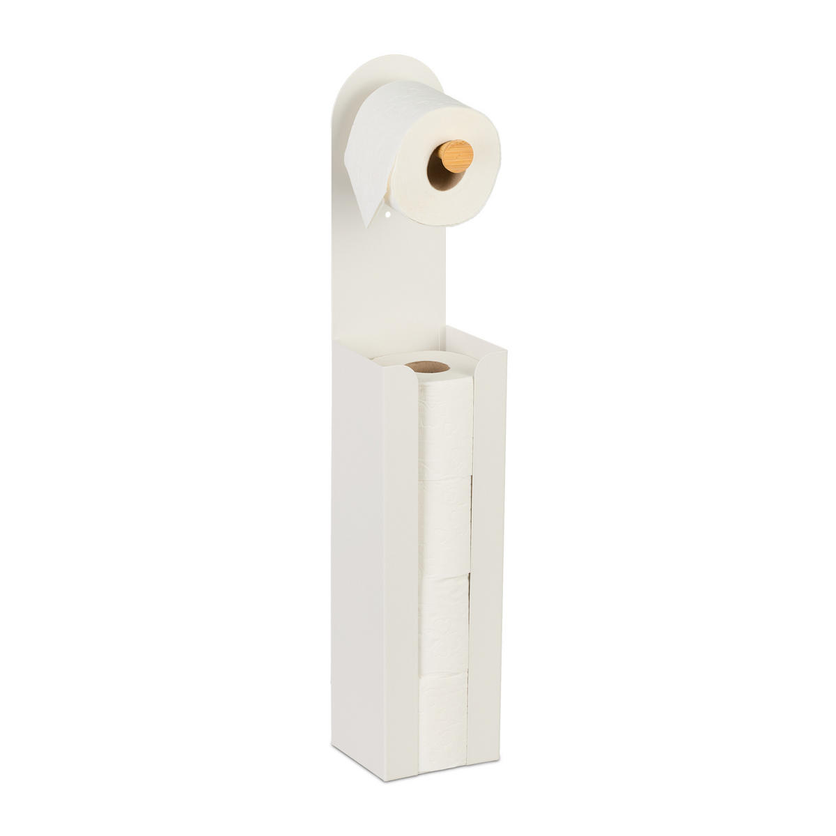 TOILETTENPAPIERHALTER - Weiß, Holz/Metall (12/66/11cm) - Relaxdays