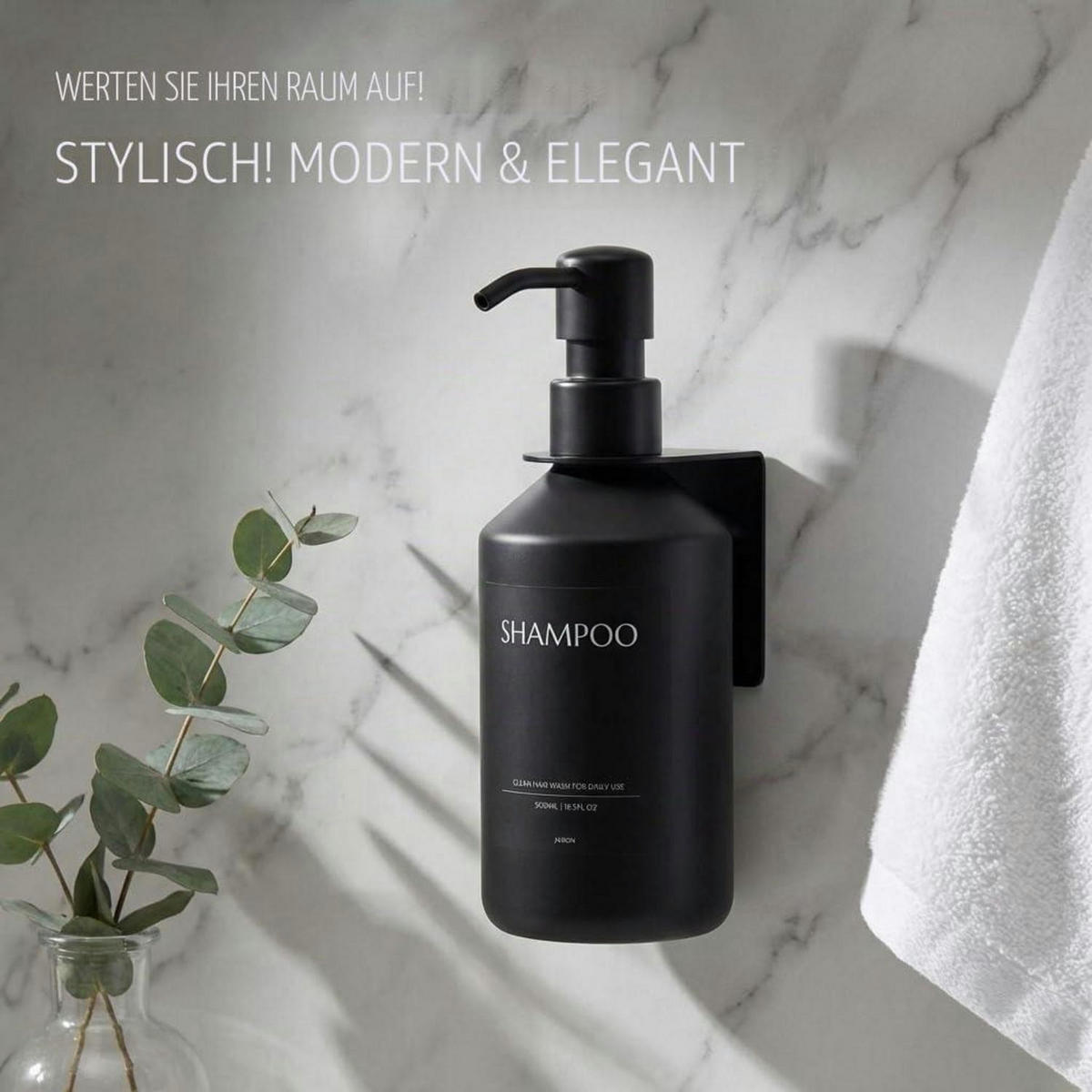 SEIFENSPENDER Wandmontage Schwarz 500ml - Schwarz, Kunststoff (8/23/8cm)