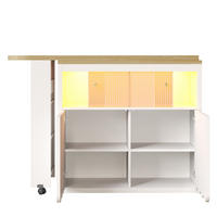 KÜCHENINSEL 135-205/39/100 cm Weiß mit LED-Beleuchtung und 2 Türen - Weiß, Holz (39/100/135cm) - Oxeza