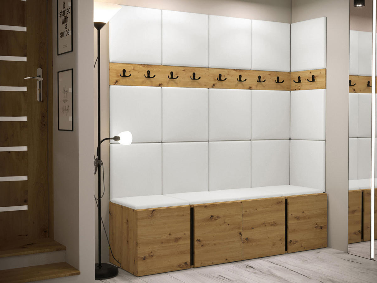 GARDEROBEN-SET Orion II - Eiche Artisan/Weiß, Holzwerkstoff/Kunststoff (168/186/46cm) - MIRJAN24