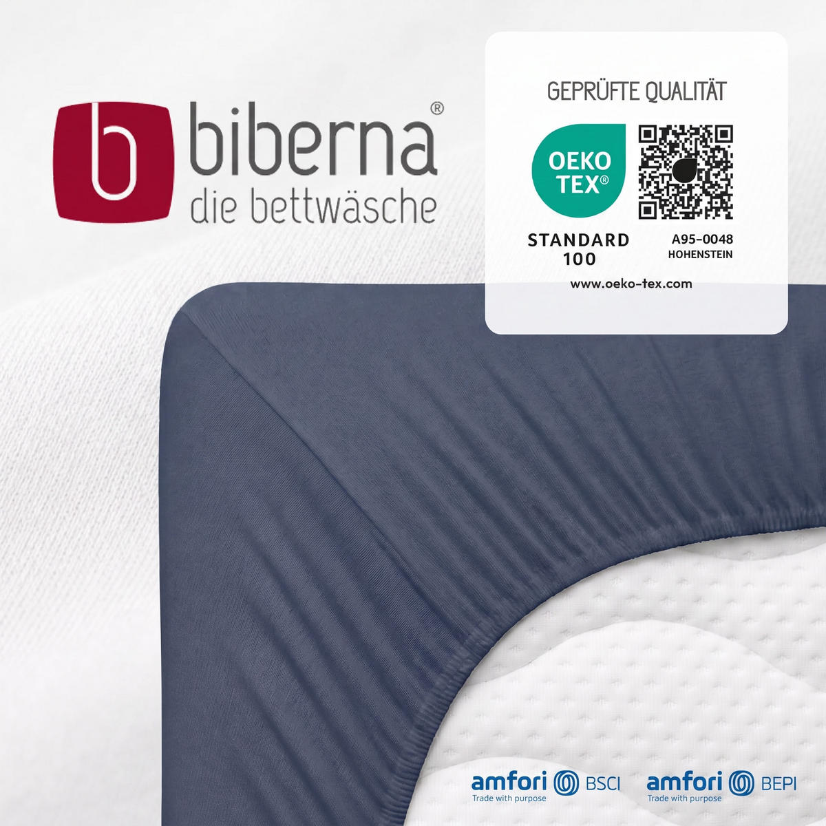SPANNBETTTUCH Deluxe Jersey marine, 120x200 cm - 130x220 cm - Dunkelblau, Textil (130/220cm) - biberna