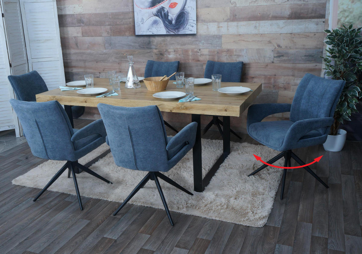 JEDÁLENSKÁ stolička Šedá, modrá, sada 6 ks - modrá/sivá, textil (60/90/60cm) - MCW