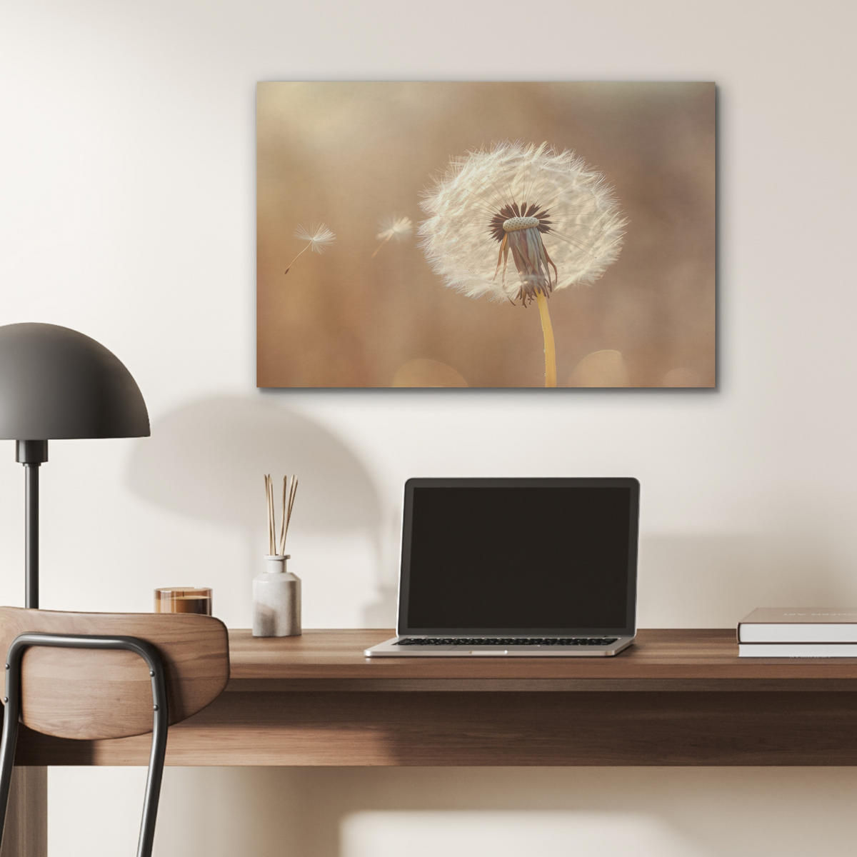 AKUSTIKBILD Löwenzahn - Beige - Natur - Blume Wanddeko 70x50 cm - Hellbraun, Kunststoff (70/50/0.9cm) - MuchoWow