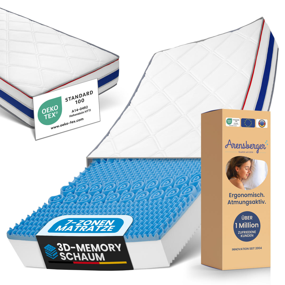 GEL-KALTSCHAUMMATRATZE RELAXX Höhe 25cm 140x200cm - Weiß, Textil (140/200cm) - Arensberger