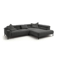 ECKSOFA MIT MOTORISCHEM SITZVORZUG DELIA Grau Cord - Schwarz/Grau, Textil/Metall (312/219cm) - KAWOLA