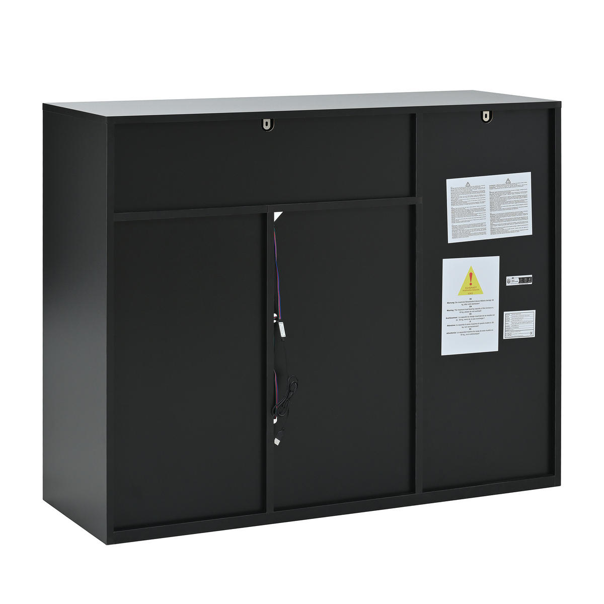 SCHUHSCHRANK in Weiß und Schwarz mit LED-Beleuchtung für 12–17 Paar Schuhe, B105/T39.5/H86 cm - Schwarz/Weiß, Holzwerkstoff/Metall (105/86/39.5cm) - STILVORA