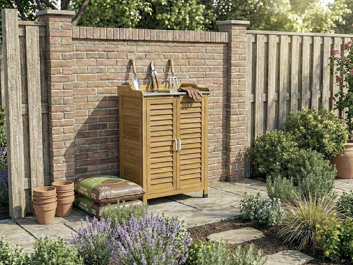 GARTENSCHRANK - GARTENTRUHE alexia Braun - Braun, Holz (41/101/66cm) - Habitat Garten
