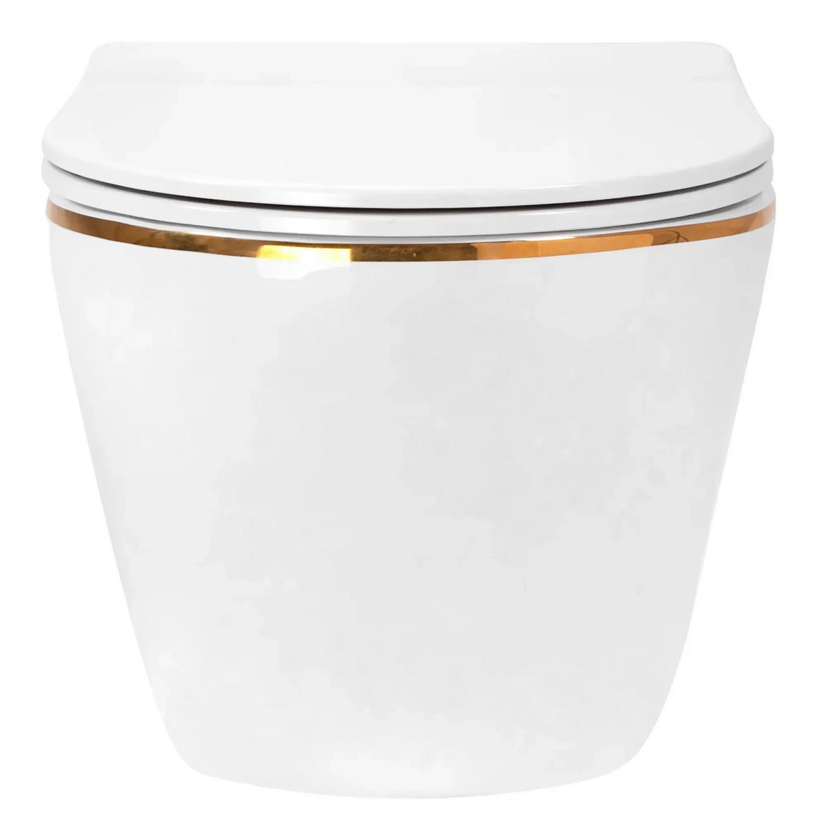 WC Schüssel Randlos Rea Carlo Mini Tornado Nf Gold Edge - Weiß, Keramik (36.5/35/49cm) - REA