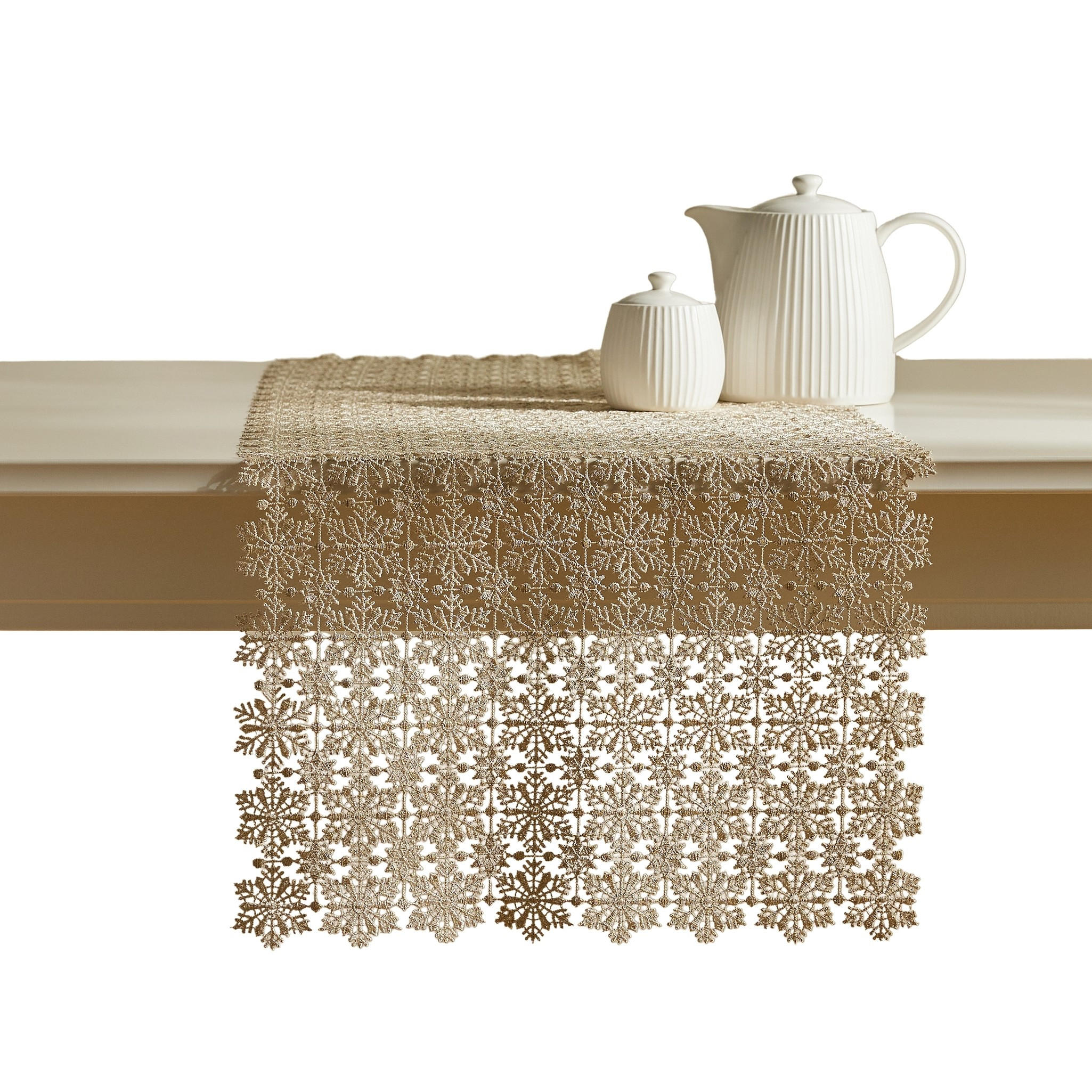 TISCHLÄUFER Spitze SANTAR, 40x180 cm, Golden, Weihnachten Deko Tischdecke, Christmas - Goldfarben, Kunststoff (180/40/1cm) - home&you
