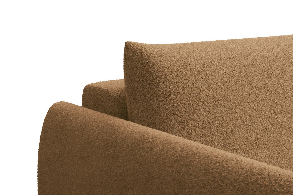 ECKSOFA TAUER 3-Sitzer RECHTS, Bouclé-Stoff braun - Schwarz/Braun, Holz/Textil (206/173cm) - Courtois Laville