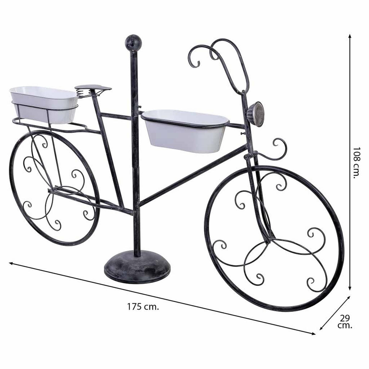 GARTENWAGEN aus Metall, 175x29x108cm - Schwarz, Metall (175/29/108cm) - Wanderlust