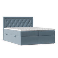 BOXBETT Maestro Blau Grau 120/200 cm mit Bonellmatratze und Topper - Blaugrau/Schwarz, Holz/Holzwerkstoff (120/200cm) - Maison de Reve